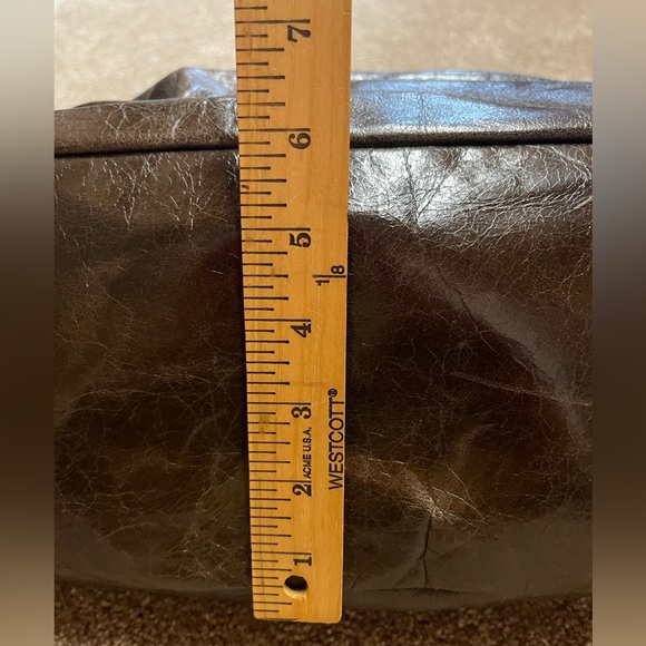 Abro-Large Hobo Shoulder bag Chocolate Brown Distressed leather w/ gunmetal-EUC - Picture 7 of 13